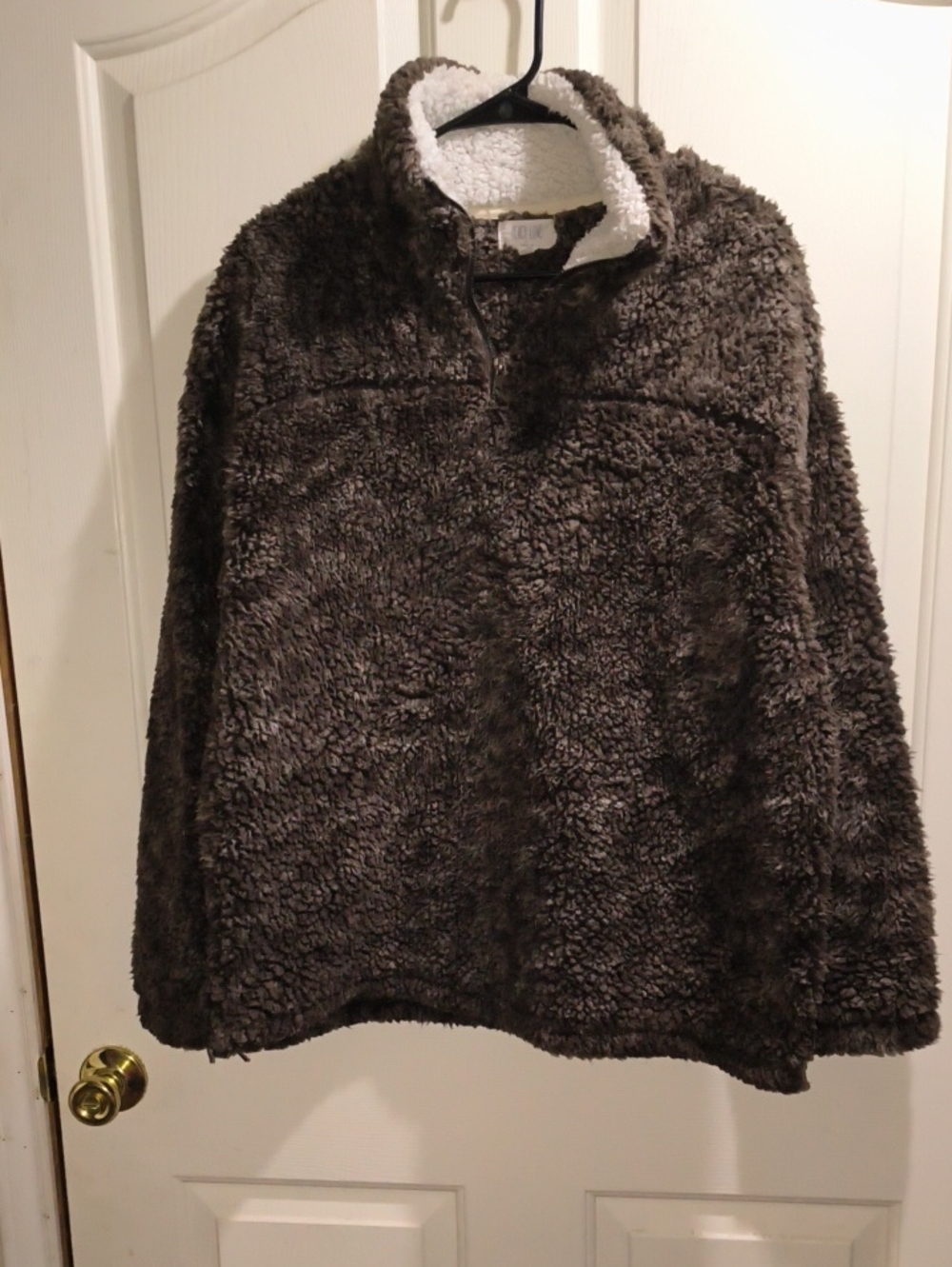 Peach Love California Brown Teddy Sherpa Pullover Jacket